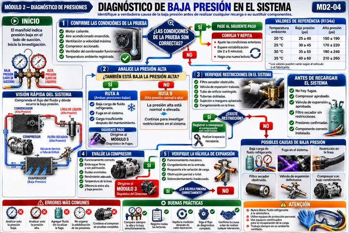 Diagnóstico de baja presión en el sistema